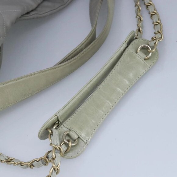 CHANEL Chain Shoulder Bag Leather 2way Gray Gold CC Auth 96778 - Picture 10 of 16